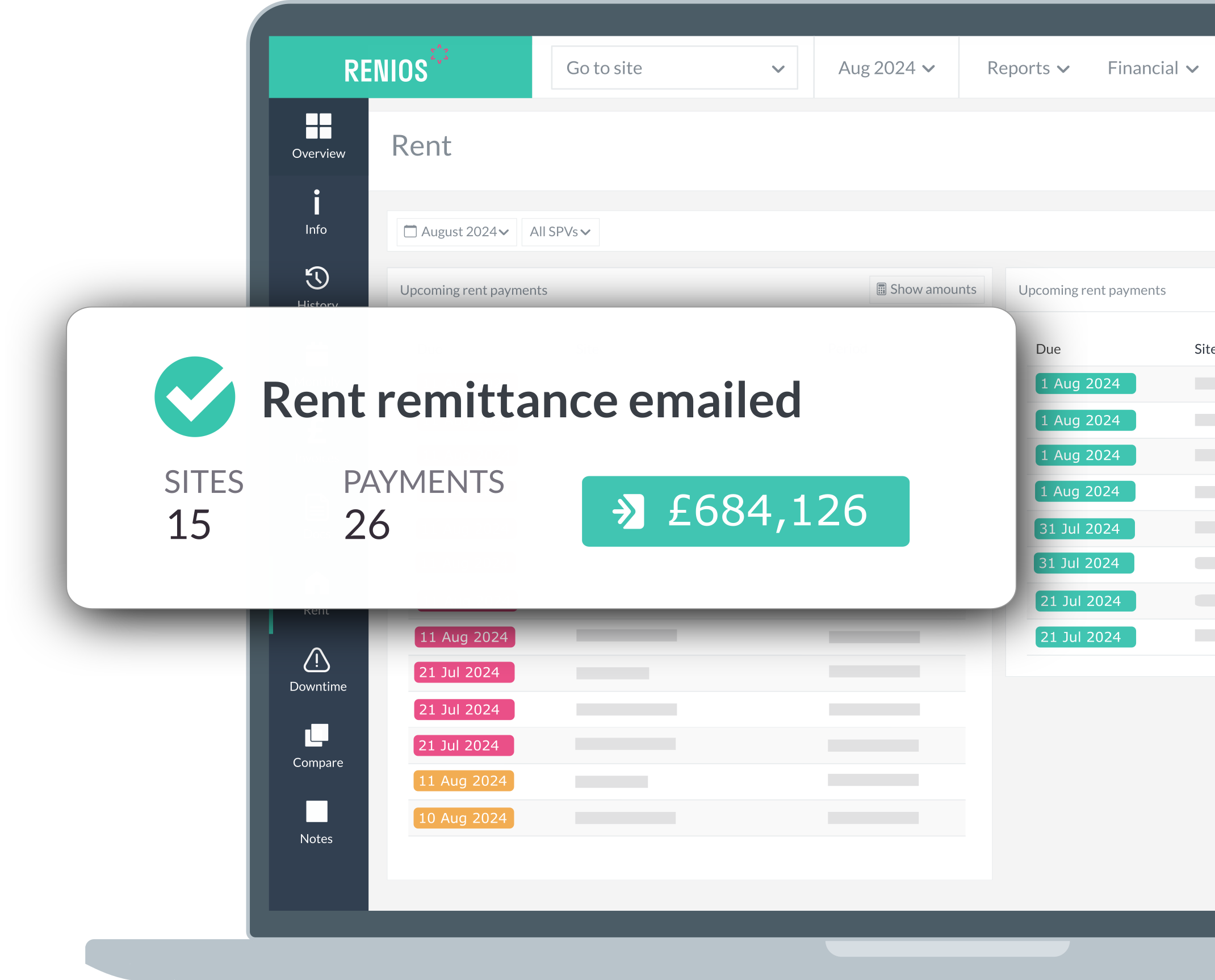 Renios software rent payment processed